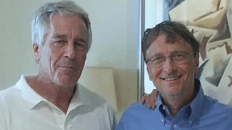 Epstein and Gates pictured together in an undated image published by the US Department of Justice
