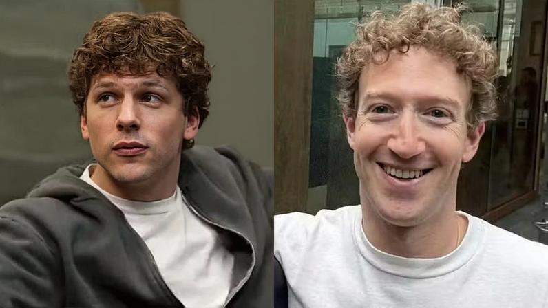 Jesse Eisenberg em 'A Rede Social' (2010); Mark Zuckerberg — Foto: Reprodução/Instagram