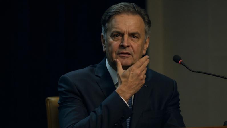 Na imagem, Joaquim Barbosa (à esq.) e Aécio Neves (à dir.)
