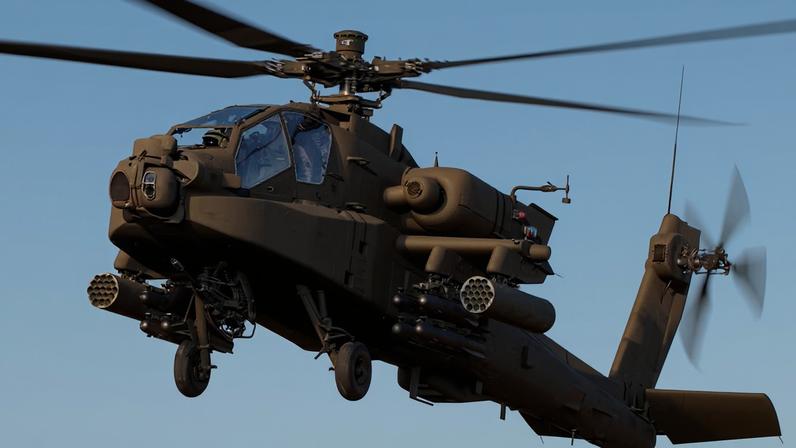 Helicóptero Apache modelo AH-64, o mesmo que caiu perto do Estreito de Ormuz — Foto: Divulgação / Boeing