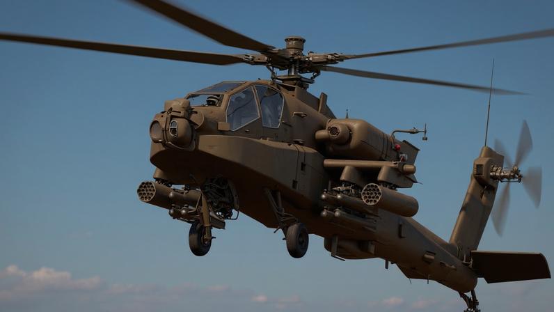 Helicóptero Apache modelo AH-64, o mesmo que caiu perto do Estreito de Ormuz — Foto: Divulgação / Boeing