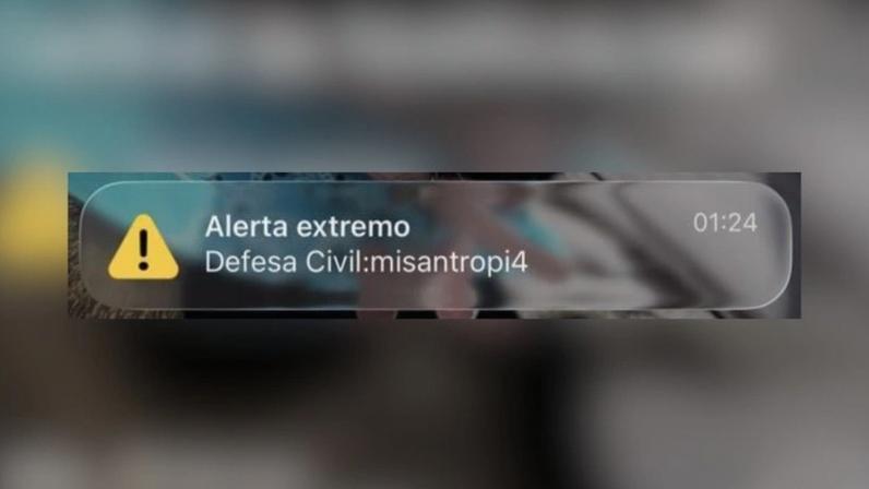 Na imagem, screenshot do alerta recebido por moradores de São Paulo