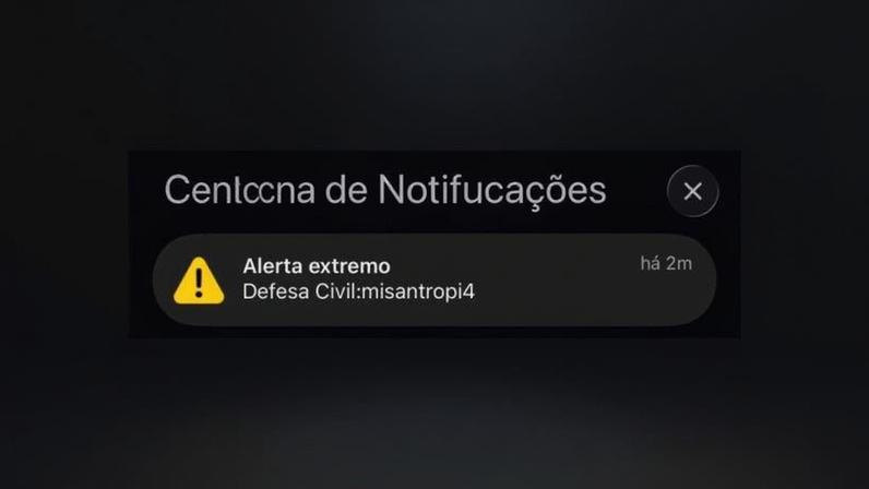 Sistema Defesa Civil Alerta sofreu invasão na madrugada deste sábado; na imagem, alerta recebido por cidadãos