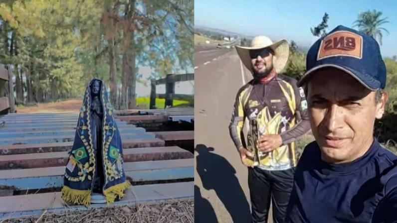Imagem colorida, Amigos andam 130 km a pé para pagar promessa a Nossa Senhora Aparecida- Metrópoles