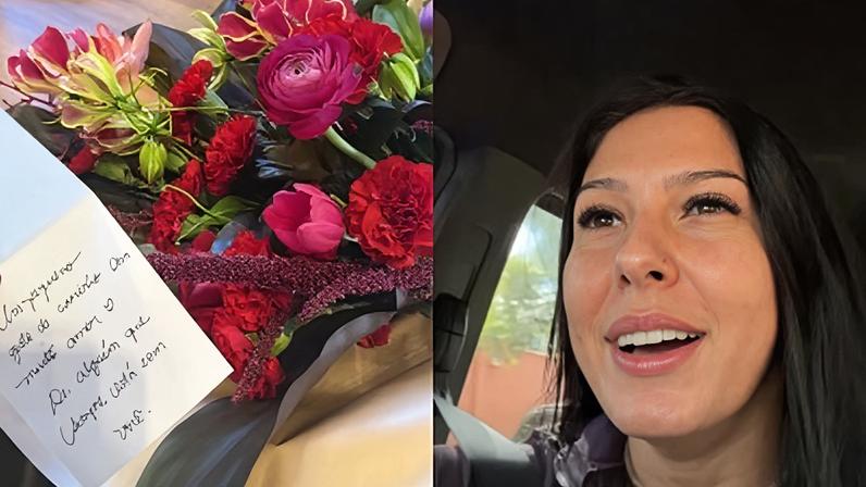 Ana Castela ganha buquê de flores de admirador secreto