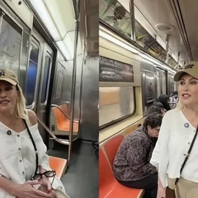 Ana Maria Braga usa o metrô pela primeira vez em Nova York