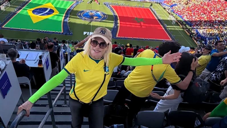 Ana Maria Braga também prestigiou partida da Copa do Mundo