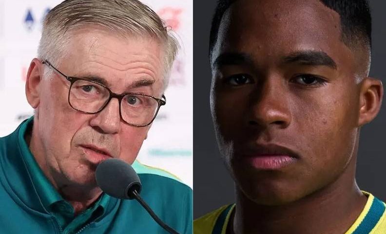 Carlo Ancelotti e Endrick (Karl Bridgeman/Darrian Traynor/Getty Images)
