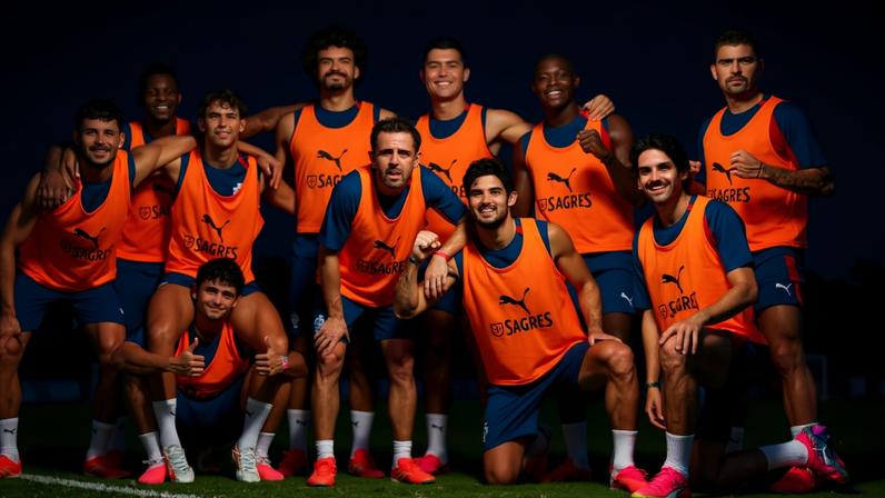Elenco de Portugal reunido em treino