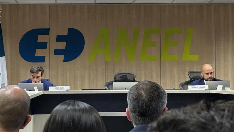 Na imagem, letreiro na sala de reunião da diretoria colegiada da Aneel (Agência Nacional de Energia Elétrica), em Brasília (DF)