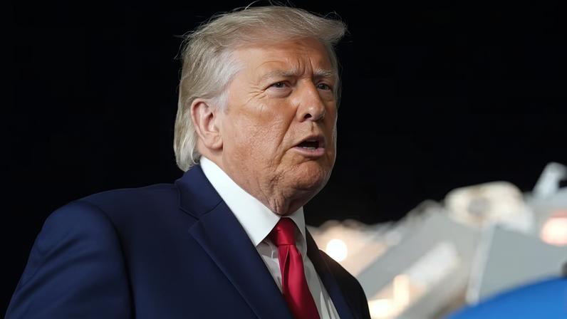 O presidente Donald Trump conversa com repórteres antes de embarcar no Air Force One no Aeroporto Internacional John F. Kennedy, em Nova York, na madrugada de terça-feira, 9 de junho de 2026 — Foto: AP/Mark Schiefelbein