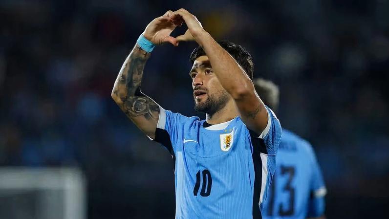 Arrascaeta comemora gol do Uruguai — Foto: Getty Images