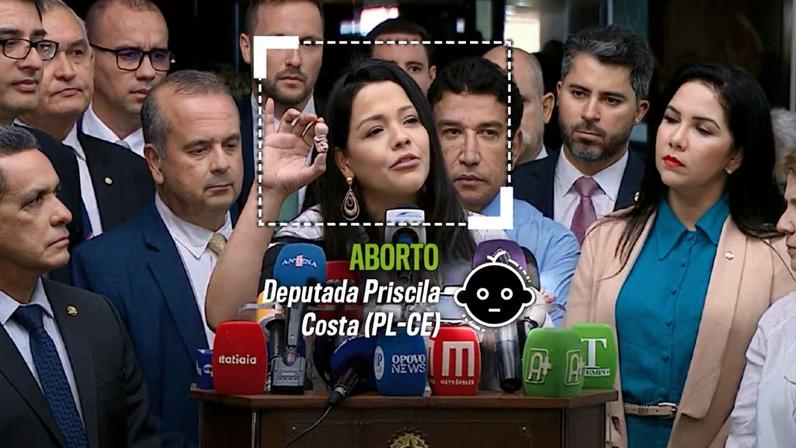 FRENTE - Priscila Costa: a deputada do PL exibe miniatura de feto em ato para anunciar obstrução no Congresso
