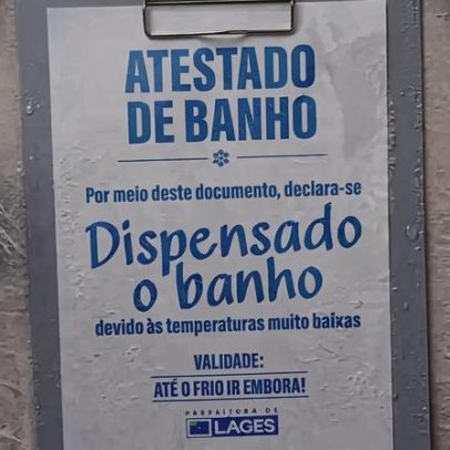 Cidade de SC libera moradores do banho por forte frio
