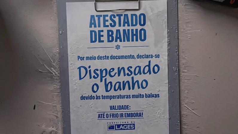 Atestado de banho? cidade de SC ‘libera’ moradores do chuveiro devido ao forte frio