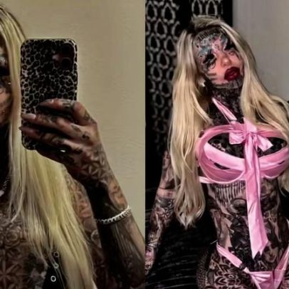 Mulher com 95% do corpo tatuado virá ao Brasil para nova modificação