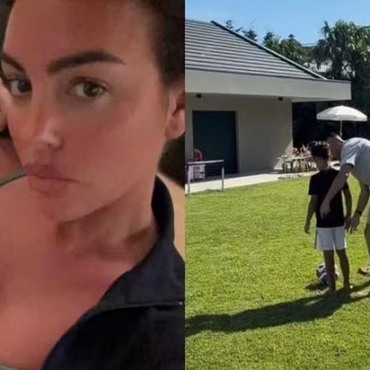 Georgina Rodríguez mostra Ronaldo treinando com os filhos em folga
