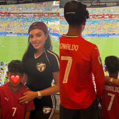 Georgina Rodríguez mostra fotos dos filhos torcendo por Ronaldo na Copa