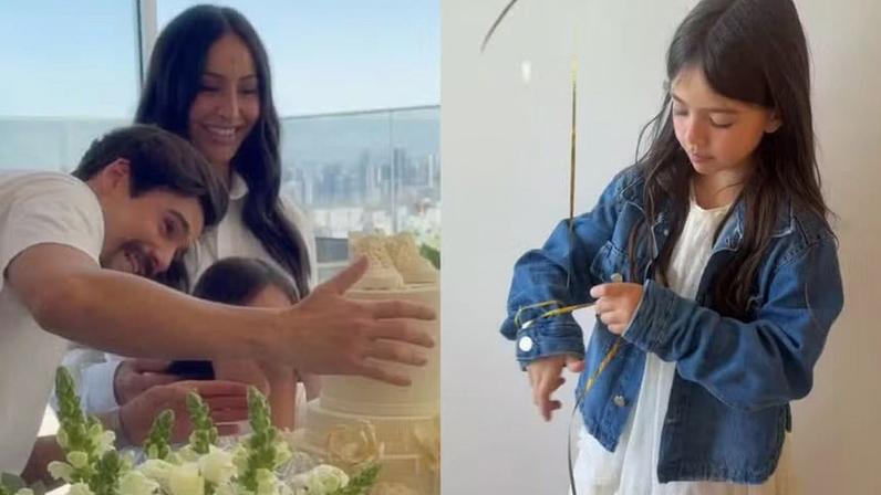 Menino ou menina? Grávida, Sabrina Sato mostra filha, Zoe, vestida de azul para chá revelação do bebê — Foto: Reprodução/Instagram