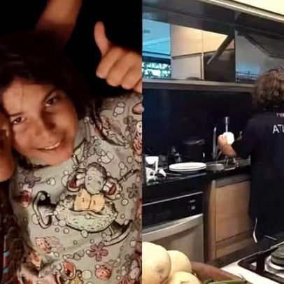 Dira Paes mostra filho lavando a louça e orienta sobre economia de água
