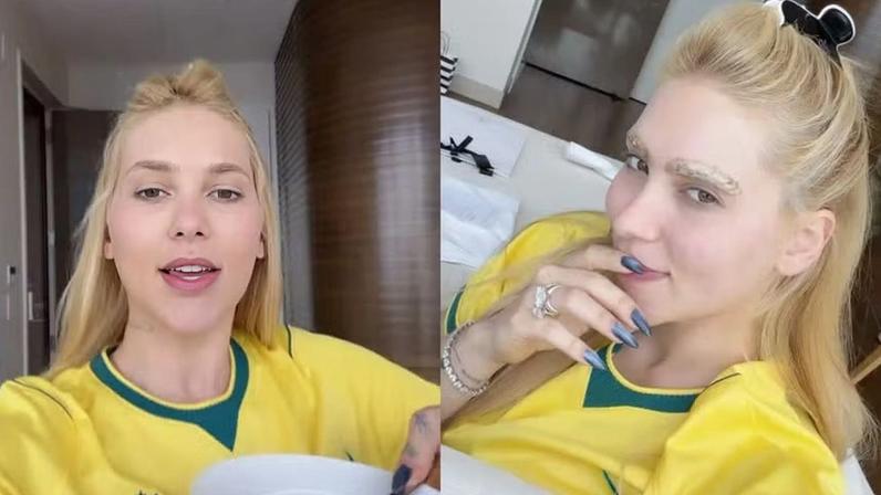 Antes de jogo do Brasil, Virginia muda visual das sobrancelhas com descolorante: 'Me desejem sorte' — Foto: Reprodução/Instagram