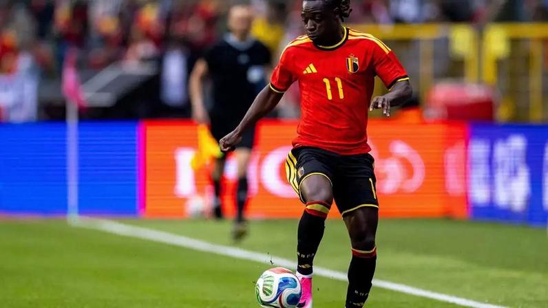 Jeremy Doku (Bélgica) durante jogo contra a Tunísia, no dia 06.06.2026