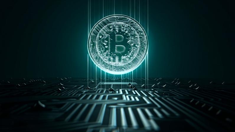 ilustração do Bitcoin ascendente