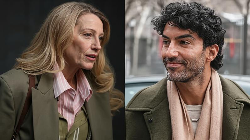 Blake Lively e Justin Baldoni durante a audiência de conciliação em 11 de fevereiro