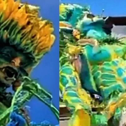 Alegoria do Boi Caprichoso desaba durante apresentação em Parintins
