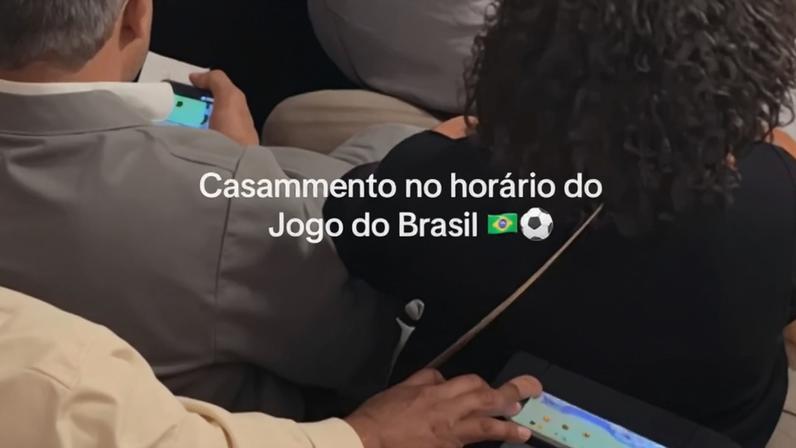 Casamento no mesmo horário da estreia da seleção brasileira na Copa viraliza — Foto: Reprodução