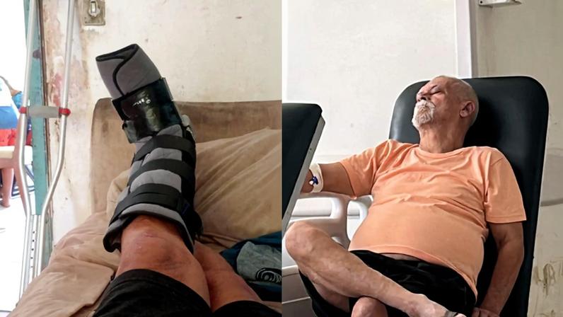 Edvard Ferreira da Silva, de 64 anos, caiu no mês passado e quebrou o dedo do pé