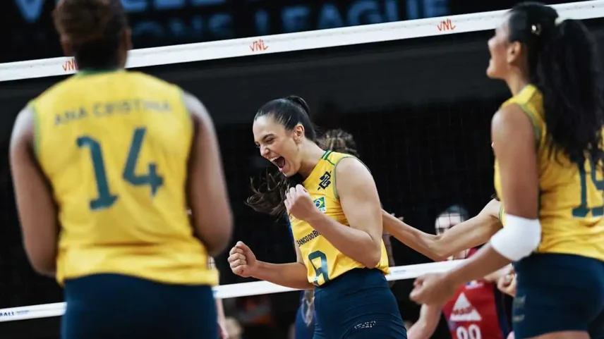 Brasil vence França na segunda semana da Liga das Nações Feminina de vôlei, em 17/06/2026