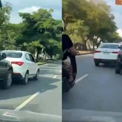 Briga de trânsito em BH termina com carro arrastado por outro