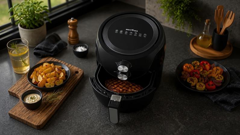 Air fryer pode ser uma boa alternativa para preparar petiscos para os jogos da Copa — Foto: Cenário gerado com IA