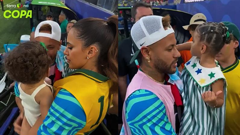 Bruna Biancardi mostra Neymar com os filhos antes do jogo do Brasil