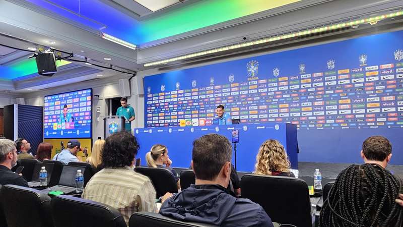 Bruno Guimarães concede entrevista coletiva antes de treino da seleção brasileira - 8.jun.2026