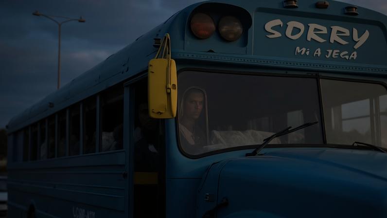 Jogadores de Curaçao usam ônibus escolar antigo em preparação para a Copa — Foto: Reprodução