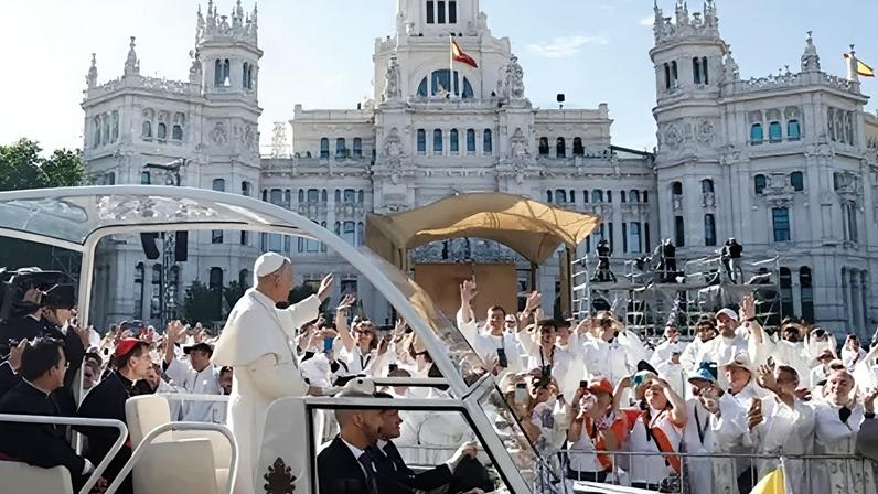 Pope Leo XIV waves to faithful from his popemobile