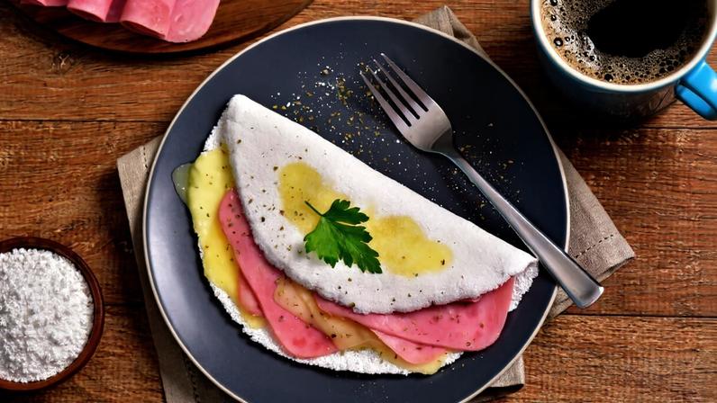 Tapioca de presunto e queijo