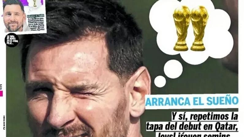 Jornal 'Olé' repetiu formato de capa do dia da estreia da Argentina na Copa do Catar