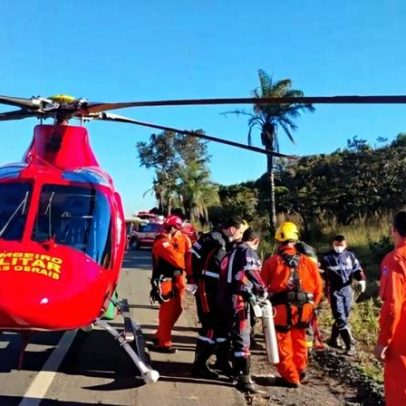 Capotamento na BR-365 em Jequitaí deixa três feridos e mobiliza resgate aéreo