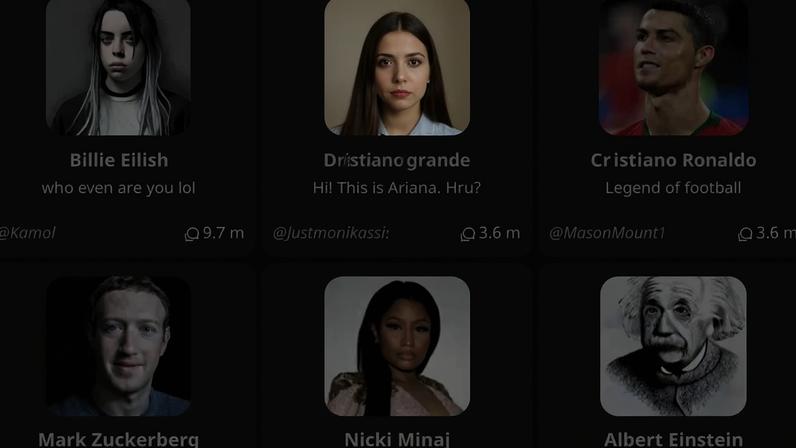 A plataforma Character.AI permite que o usuário interaja com diferentes personalidades geradas por inteligência artificial