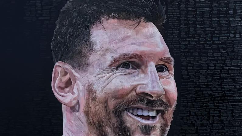 Artistas posam no Mural feito para Messi — Foto: Reprodução/@merodofede