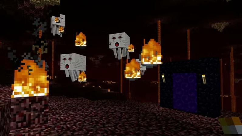 Vários Ghasts atirando bola de fogo no Nether em Minecraft — Foto: Reprodução/Minecraft Wiki