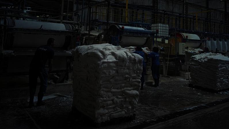 Processo de reciclagem e produção de celulose na Polpel — Foto: Reprodução