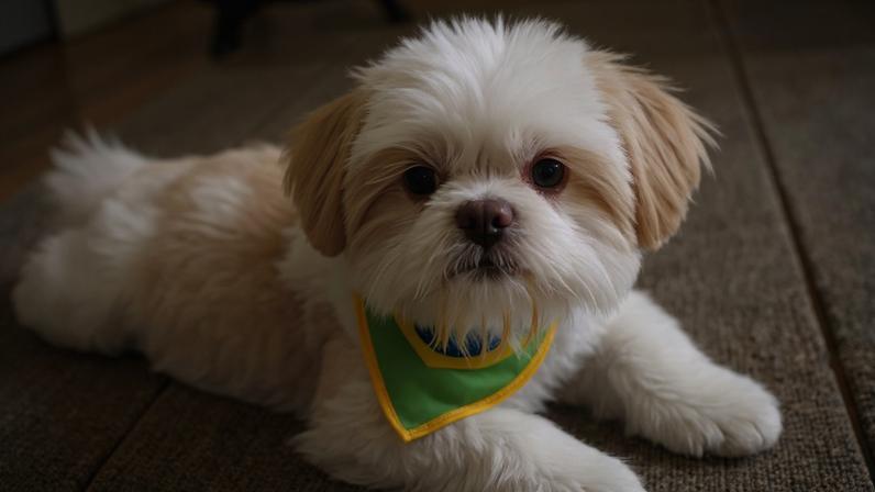 Cachorrinho de Rayan faz sucesso nas redes vestido com bandana do Brasil — Foto: Reprodução/@cosy._.paws