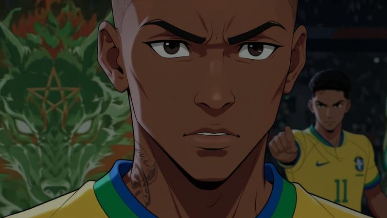 Vini Jr é retratado em anime na estreia na Copa do Mundo — Foto: Reprodução
