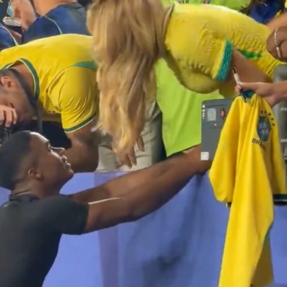 Momento de Endrick com esposa após jogo do Brasil provoca reações na web