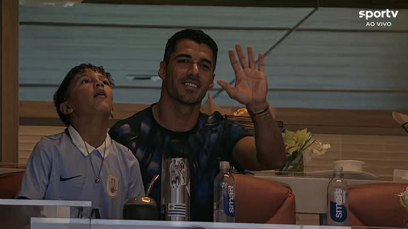 Luis Suárez em Miami para jogo do Uruguai — Foto: Reprodução/Globo