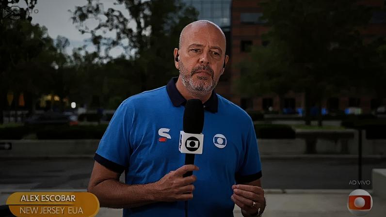 Alex Escobar durante entrada ao vivo no 'Encontro'